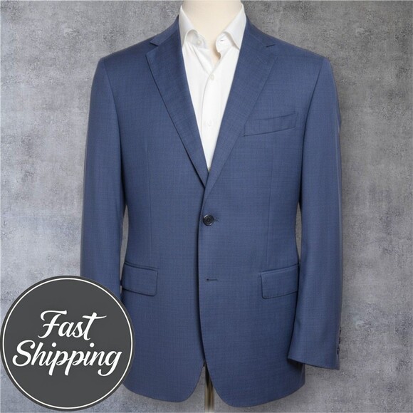 Joseph Abboud Men’s Blazer 44R Blue REDA 110*WOOL Sport Coat Two Button Jacket - Picture 1 of 11